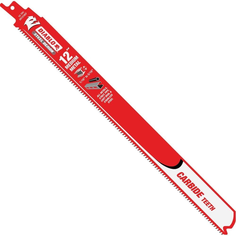 Diablo Steel Demon Carbide Teeth Reciprocating Saw Blade for Medium Metal - 12" Length, 10 TPI - DS1210CF