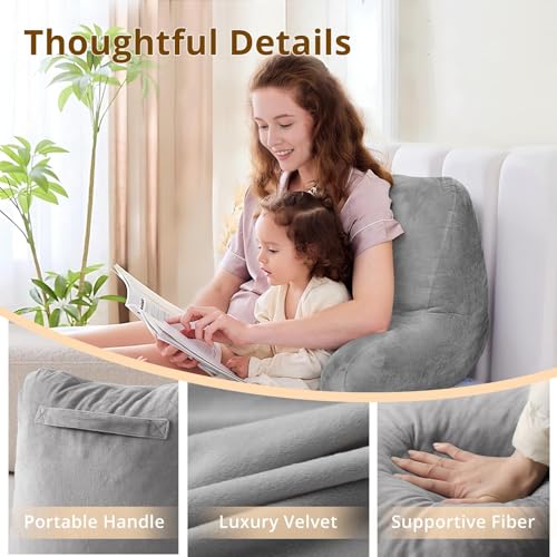 Image of Sasttie Reading Pillow for Bed, Back Pillow for Sitting Up, Dark Grey