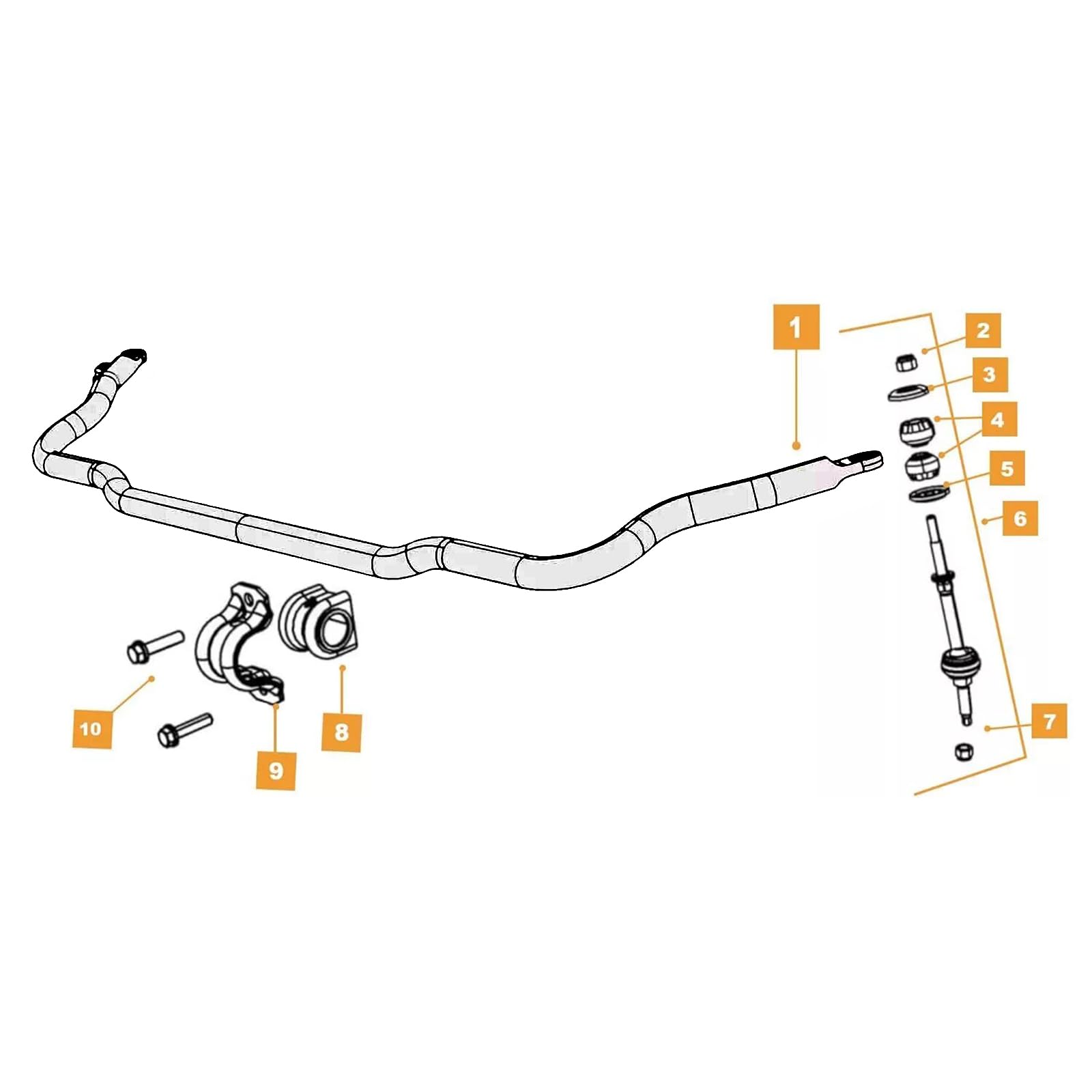 Front Sway Bar Kit 55398938AC With End Links & Bushings For 2009-2022 Ram 1500 4WD