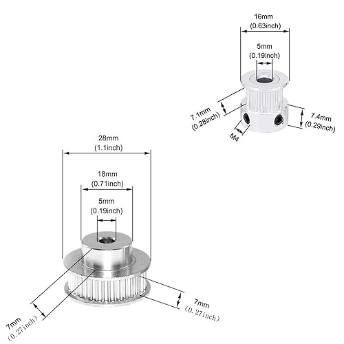 Miniatura 51 de Zeberoxyz Juego de 2 poleas de sincronización de aluminio GT2 de 20 y 80 dientes de 0.472 in de diámetro con 2 correas de longitud de 9.843 in