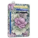 SEAVILIA Credit Card Holder for Women, Happy Flower RFID Wallet Women, Slim Minimalist Front Pocket Card Holder, Cute Thin Travel RFID Blocking Card Case, Small Wallets Woman Gifts Girls