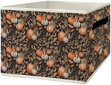 Rustic Fall Pumpkin Storage Bins & Boxes with Handles, Autumn Pum...