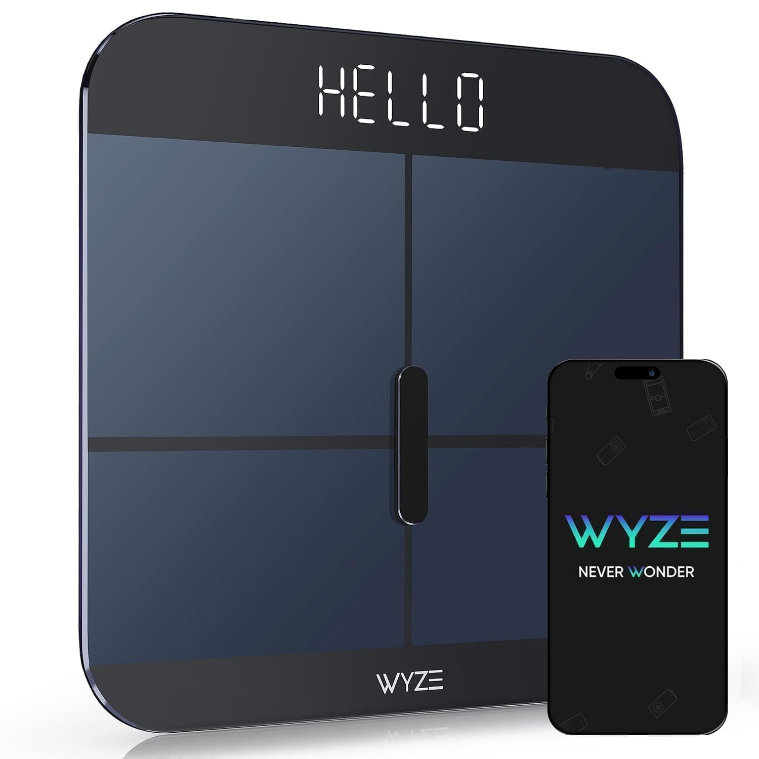Photo 1 of Wyze Smart Scale X - Digital Bathroom Scale for Body Weight, BMI, Body Fat, Muscle Mass, Heart Rate Monitor | Sync with Health Apps | for People, Baby & Pet, 400 lbs (Black)