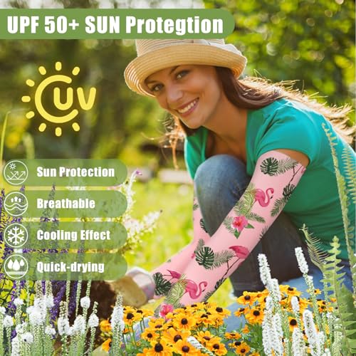 Image of Bebila Gardening Sleeves for Women Farm UV Sun Protection Anti-Scratch Cooling Sleeves with Thumb Hole Arms Cover Outdoors