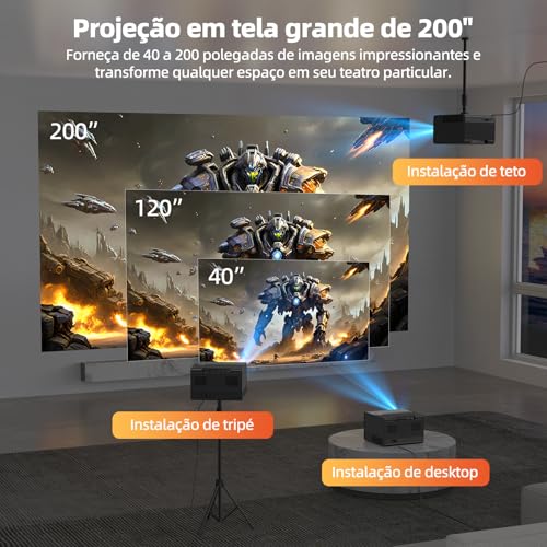 Image of Bettdow Projector 4k 8k 24000 Lumens Hd 1080P Compatible Full Of Android 12, Smart Projectors 700 ANSI WiFi6 BT4.2, Auto Correction, Electronic Focus Projector
