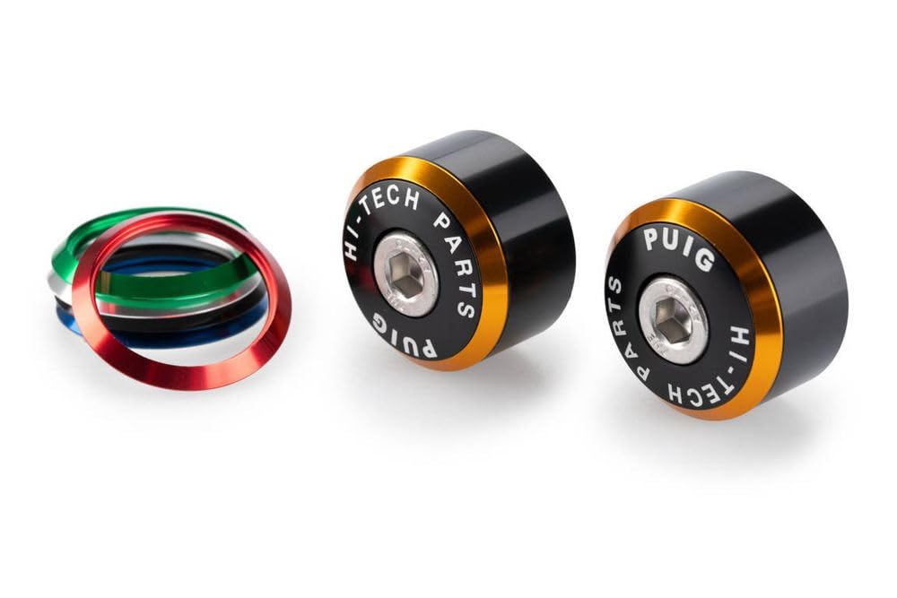 Puig 21466N Contrapesos Manillar Balance en aluminio mecanizado con sistema de aros intercambiables para reducción de vibraciones y personalización, Negro