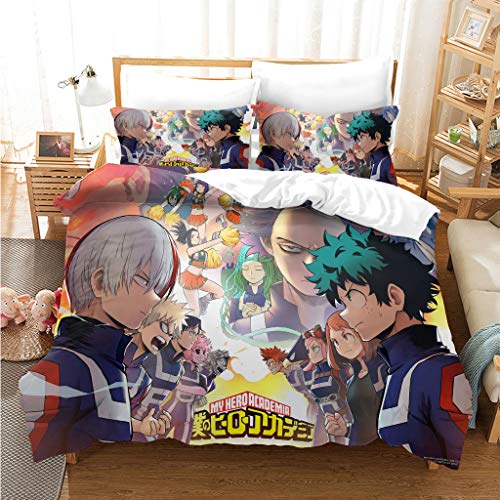 My Hero Boku No Hero Kirishima Eijirou - Juego de funda de edredón de cama antidisturbios rojos con 2 fundas de almohada para decoración de dormitorio, 200 x 200 cm, doble