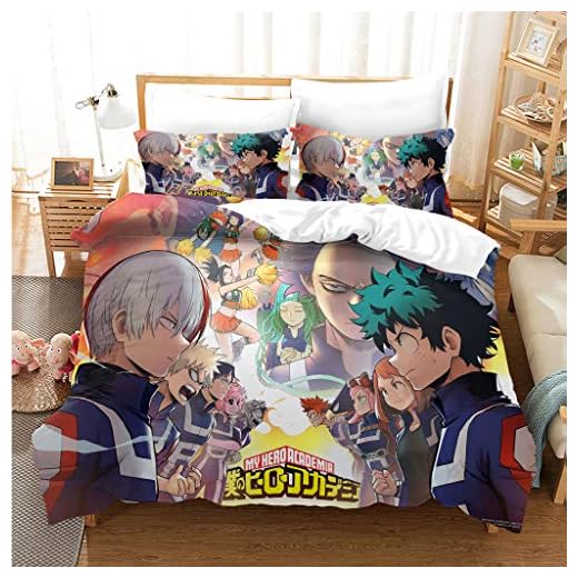 My Hero Boku No Hero Kirishima Eijirou - Juego de funda de edredón de cama antidisturbios rojos con 2 fundas de almohada para decoración de dormitorio, 200 x 200 cm, doble