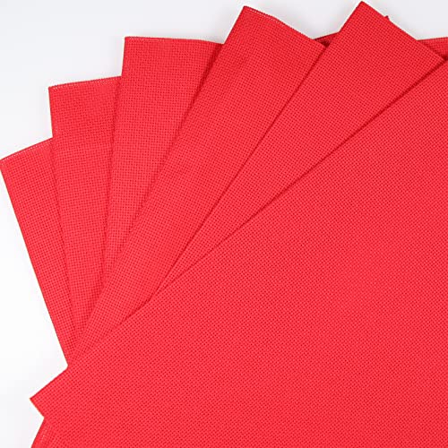 Image of KCS 4 /6 pc of 12 inch x 18 inch 18CT Counted Cotton Aida Cloth Cross Stitch Fabric (6 pc, Red)