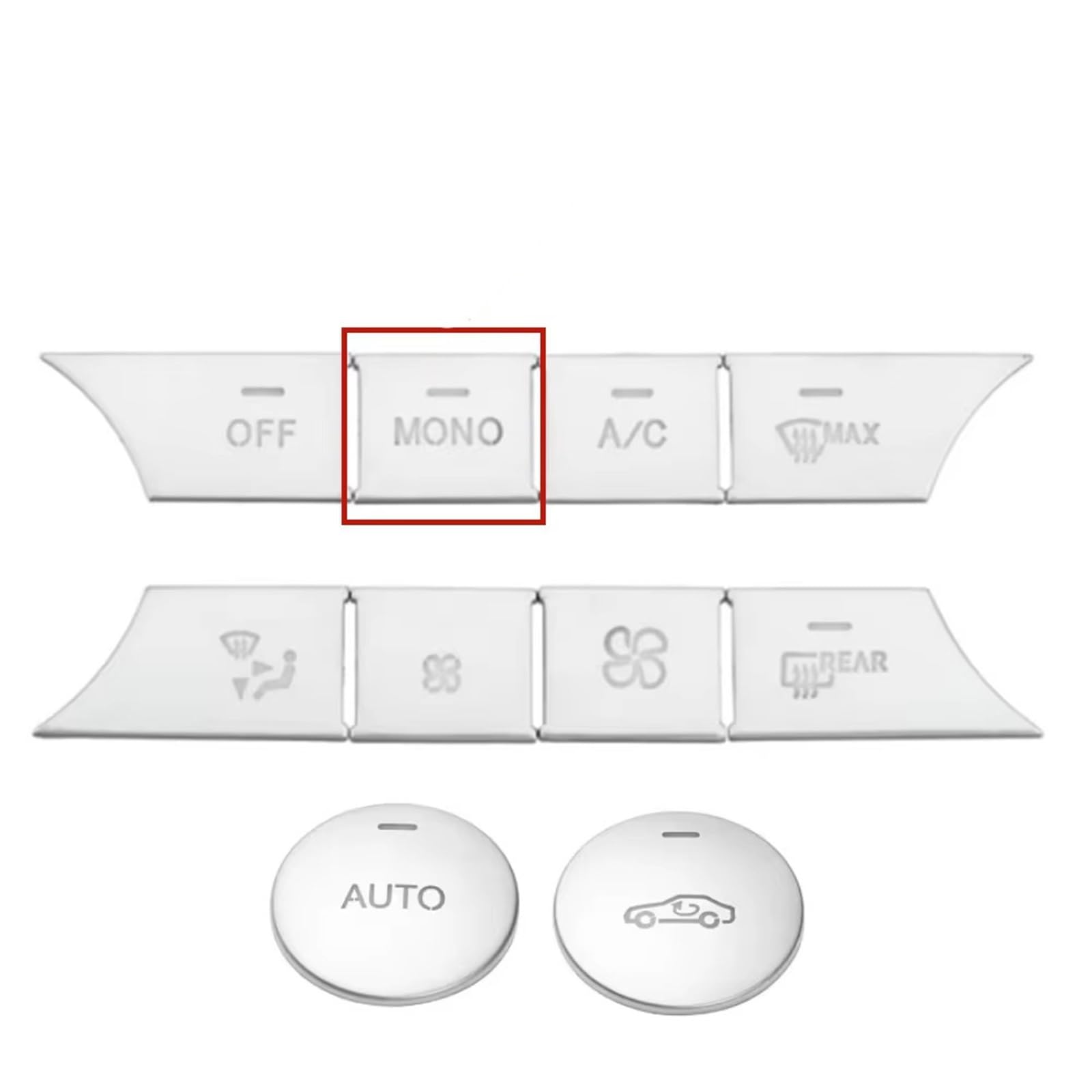 Decorative Stickers Compatible with Benz C E CLS GLK Class W204 W212 Car Center Console Air Conditioning Volume Buttons Glossy Sticker(Mono-Silver)