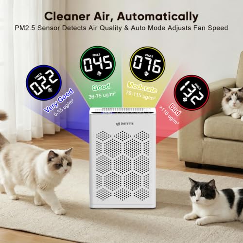DAYETTE Air Purifiers for Home Large Room Up to 2400 Ft² with HEPA 14 Filter, Pet Air Purifier with Washable Prefilter for Bedroom :WIK1294A - image 7