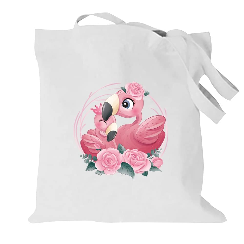 Flamingo Printed Canvas reusable grocery bags, Foldable Casual Travel HandBag, Shoulder Beach Tote Bags, Shopper bag eco friendly super strong washable Storage bags Shopping bag Canvas bag for Women