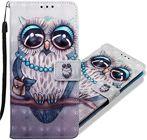 MRSTERUS Leather case for L G Stylo 5 case 3D Cute Premium PU Leather Flip Protective case Shockproof Magnetic Flip Folding Kickstand Card Slot Case for L G Stylo 5 Big Eyed Owl YB