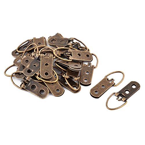 Image of Aexit 49mm Length Nails, Screws & Fasteners Triangle D-Ring Picture Frame Hanging Hangers Hooks Bronze Tone Picture Hangers 30 PCS