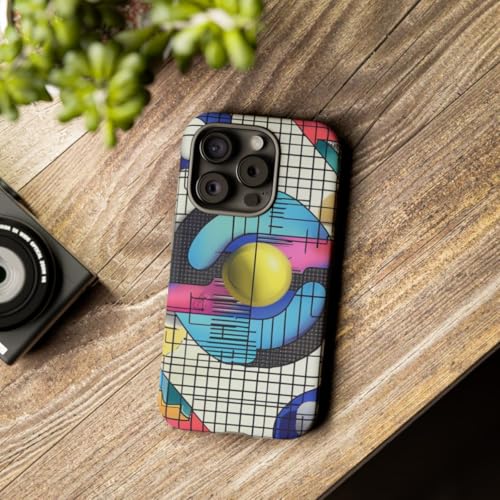 Coque rigide mate iPhone 15 Pro motif géométrique bleu - 3