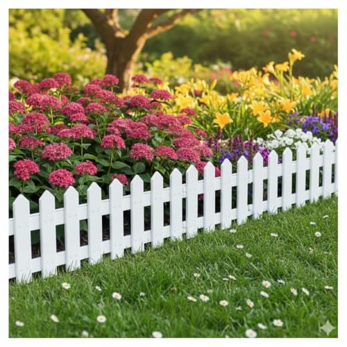 Image of 16 Inch PVC Garden Fence Border, Decorative White Picket Fence Panels for Garden Edging | RSP HOME DECOR (12)