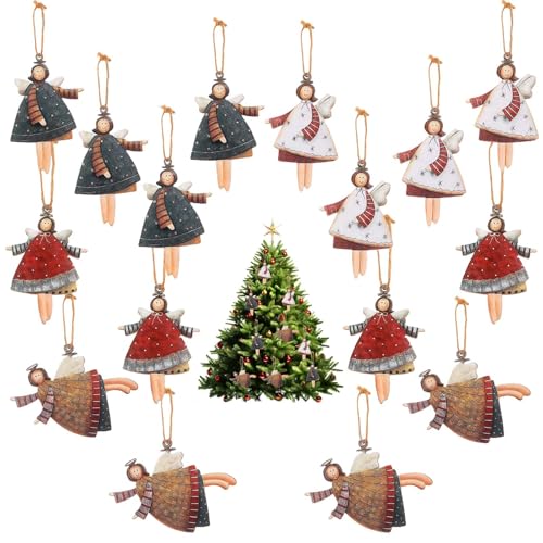 decorazioni natalizie angeli in legno 40 pezzi set addobbi per albero di Natale 6 * 8 cm 4 colori con cordino per decorazioni casa feste e regali di Natale