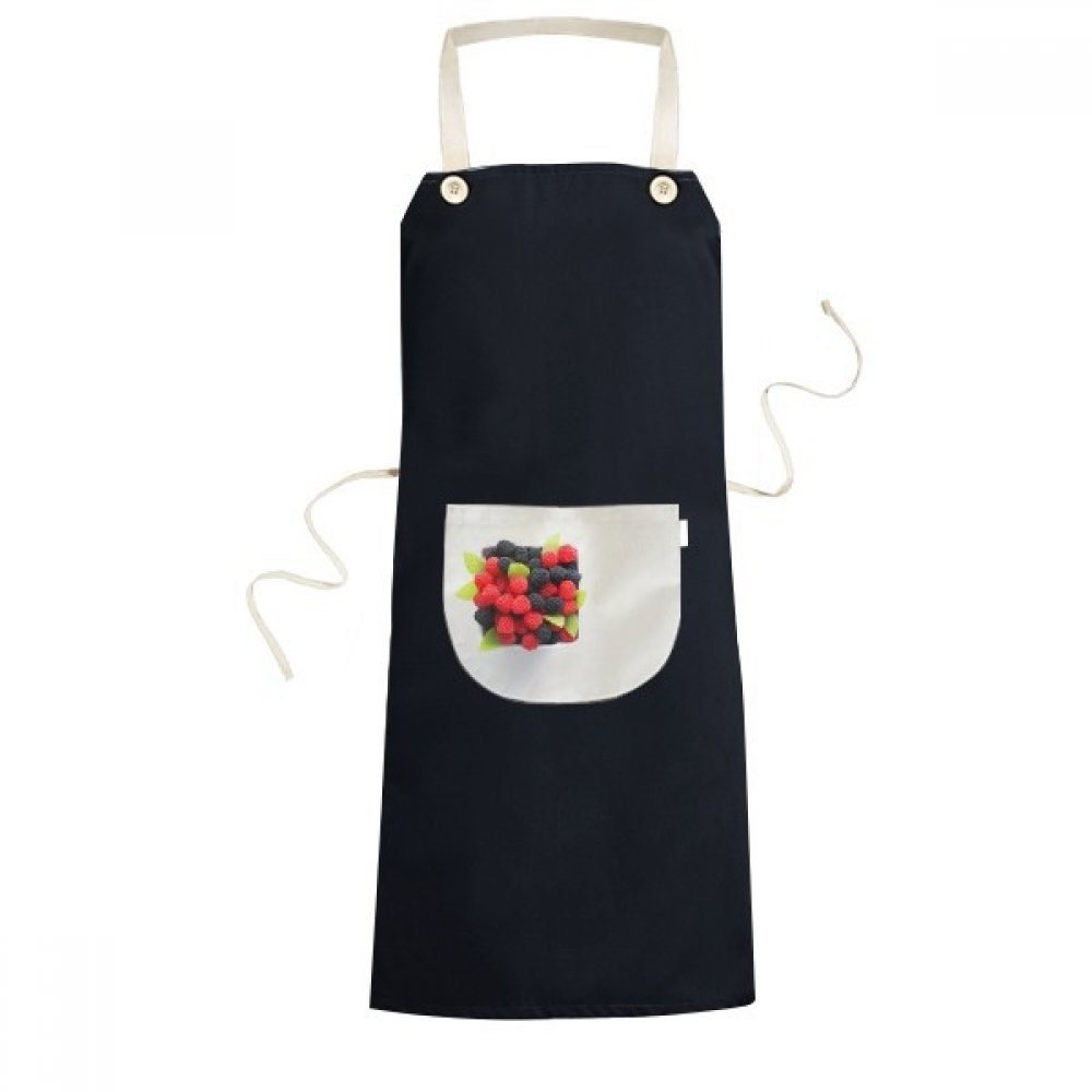 Tablier de cuisine fruits rouges DIYthinker bavoir noir avec poche 70cm x 67cm