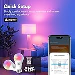 OREiN Matter Smart Light Bulb, 1600 Lumens 100W Equivalent Smart Light Bulbs, Color Changing Light Bulbs Work with Apple Home, Alexa, Google Home, SmartThings, A21 Smart Bulbs 2.4Ghz WiFi, 2Pack - Image 4