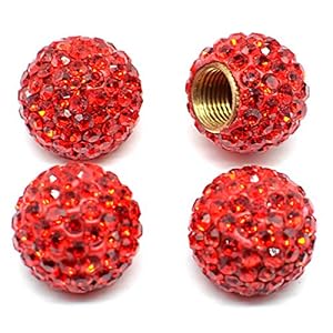 MECHCOS Kristall-Strass Ventilkappen Rot, 4 Stück