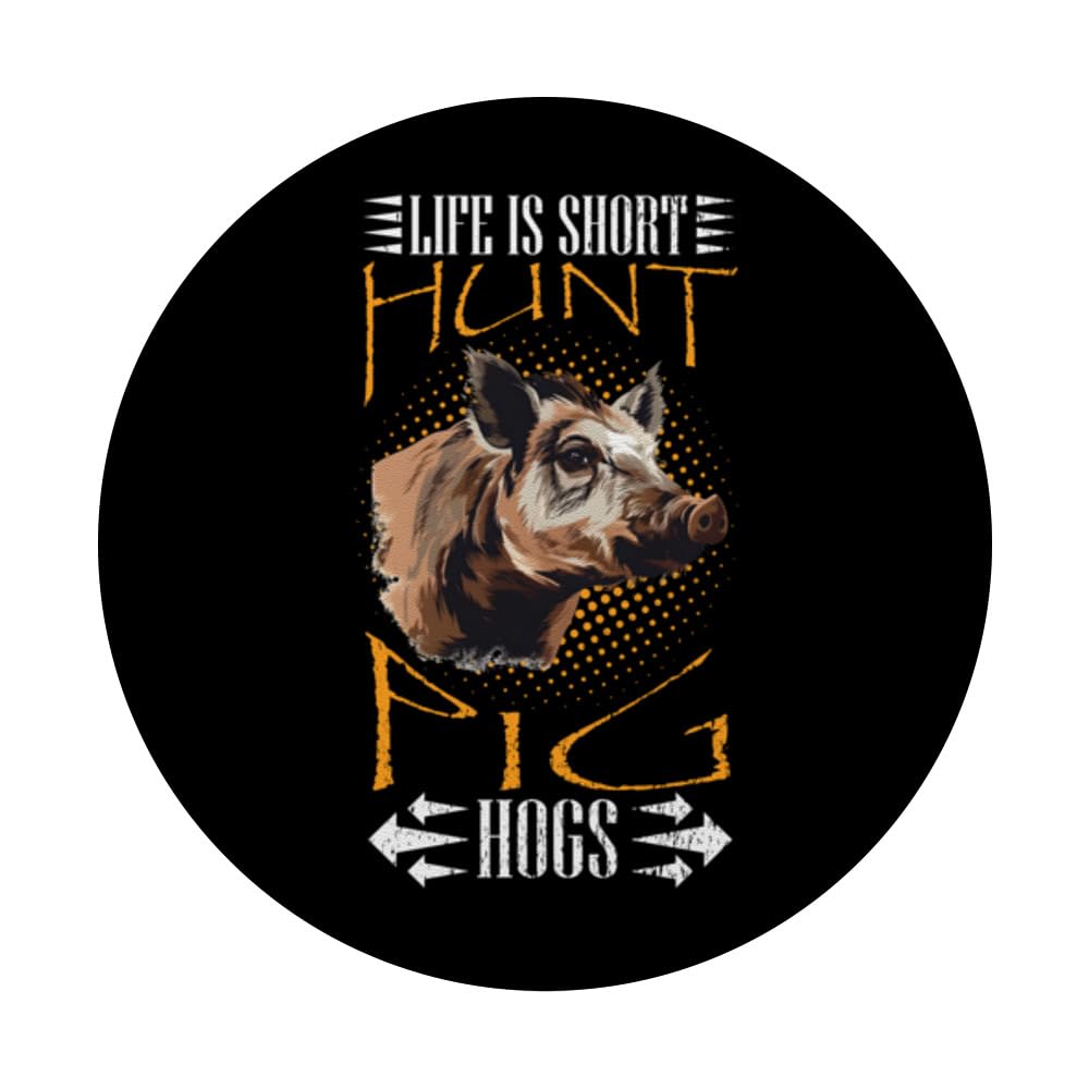 Hog Hunting Quote for Hog Assassin and Pig Hunting PopSockets Swappable PopGrip, Black - Image 3
