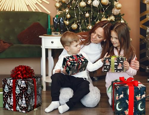 image for GIOLNIAY GIOLAINY Black Christmas Wrapping Paper for Kids Boys Girls -