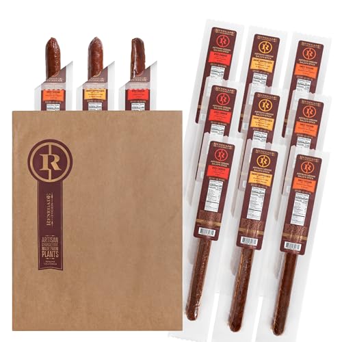 Renegade Foods Vegan Salami Sticks Variety | 9 Pack | Approx. 7 Inch Sticks | High Protein, Low Sugar, Seitan, Non-GMO | USA Made | 110 Calories & 13-14g of Protein Per Stick