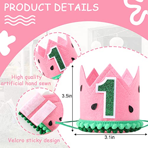 Waouh 1St Birthday Party For Watermelon Hat - First Birthday Crown Party Headband For Pink Decorations,Baby Shower Photo Props (Pink) #TOP1