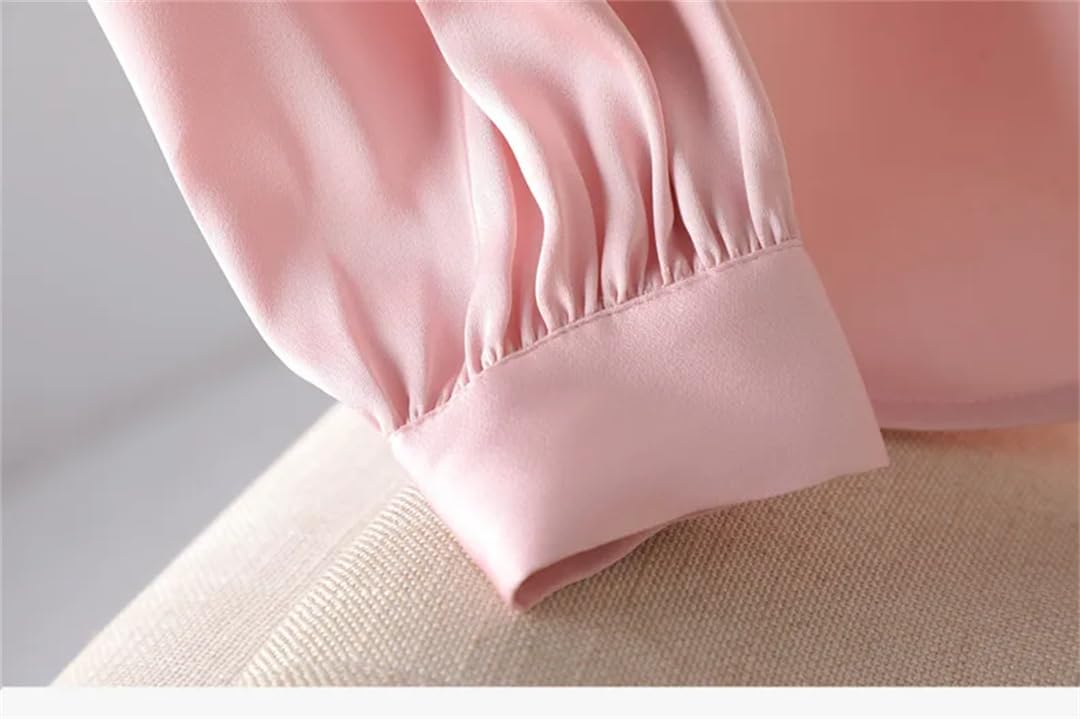 Blusas formales de satén de manga larga para mujer, blusas de trabajo para oficina
