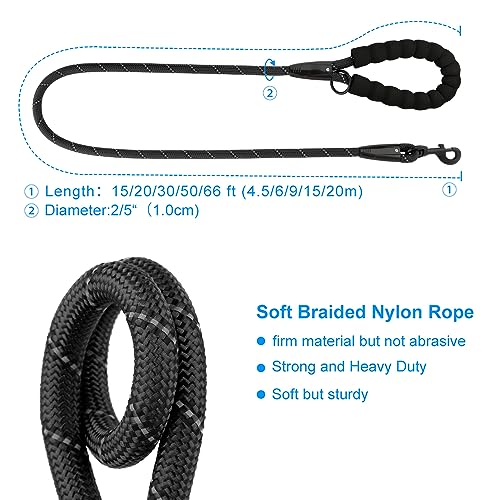 Plutus Pet Long Rope Dog Lead, Comfortable Padded Handle, Reflective Nylon Heavy Duty Rope, 4.5m, 6m - Image 4