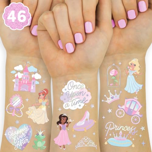 xo, Fetti Princess Party Temporary Tattoos - 46 Styles | Unircorn Birthday Decorations, Fairy Tale Party Supplies, Magic Theme Favor, Cute Accessory
