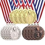 Hianjoo Medallas de Metal, 12 Pcs Oro Plata y Bronce para Premios Ganador de Aleación Zinc Edallas Medallas con Forma de Antorcha para Deportivos Futbol Baloncesto Fiesta Regalo Ortografía Abejas