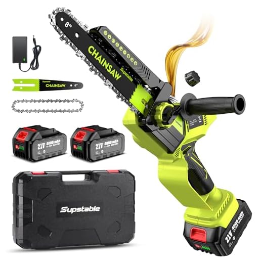 Supstable Mini Motosega a Batteria 8/6 Pollici, Motoseghe Elettrica Brushless, 900W, Tensione Catena Senza Attrezzi, Sega a Batteria per Potatura, Artigianato e Progetti