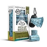Paws & Pals Dog Poop Bag - Eco-Friendly, Large & Leak-Proof w/Dispenser Holder & Leash Clip - Best for Walking Dogs Pet Waste - 360 Pack, 24 Roll Refills x 15 Bags - Heavy Duty, Scented, Blue