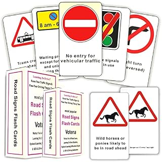 Highway Code 2022 UK DVLA Road Signs Flash Cards UK Driving Theory Test Card Revision for Car Theory Test Car Accessories for Drivers 17th Birthday Gift