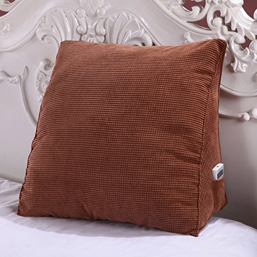 Eonshine Fluffy Soft Down Alternative Filled Triangle Wedge Cushion Pillow For Bed Sofa Backrest Reading, Corduroy, Pack Of 1 (23X20X11.8, Khaki) #TOP2