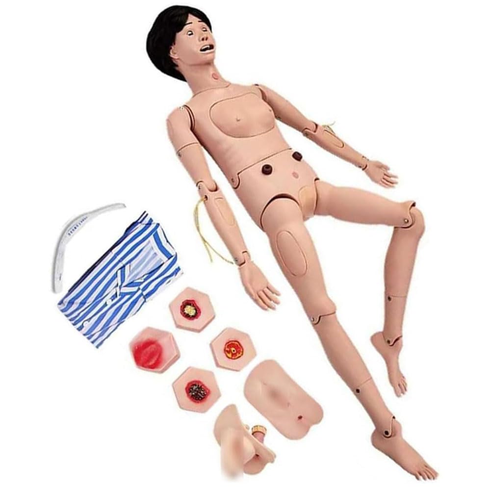 Professionelle Pflegepuppe, 170 cm Lebensgroße Pflegetrainingspuppe, Trainingspuppe, CPR-Dummy, Patientenpflege, Genitalien, austauschbare Ganzkörperpuppe für medizinisches Lehrmittel