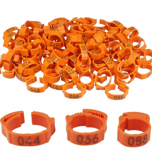 100PCS Adjustable Poultry Leg Bands – Numbered Chicken Leg Rings 001-100, 14-22mm Diameter,