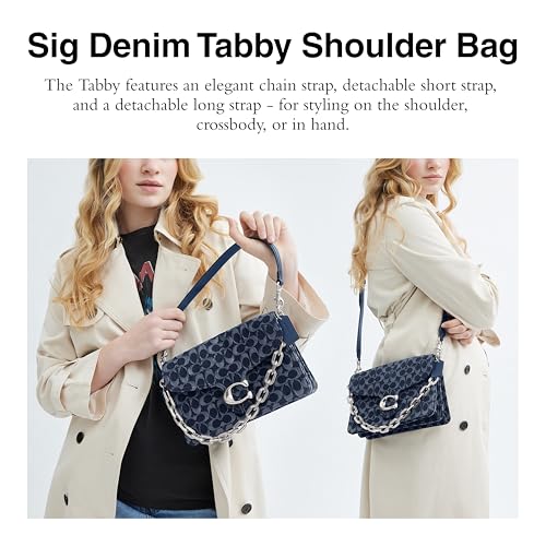 Coach Signature Denim Tabby Shoulder Bag with Chain, LH/Deep Blue Multi2