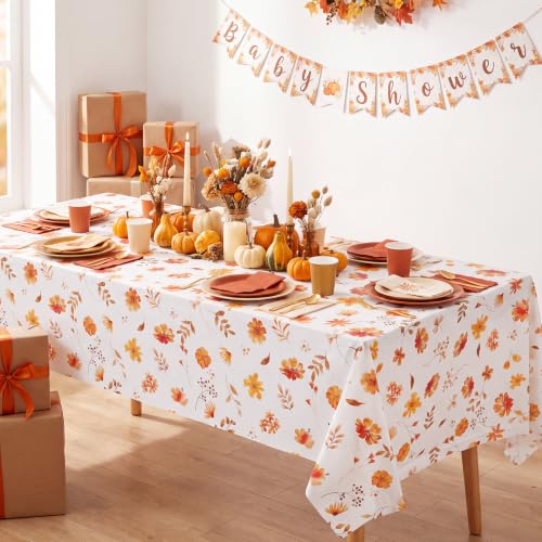 Image of 3 Pack Fall Wildflower Plastic Tablecloths, 54 X 108In Autumn Tablecloth
