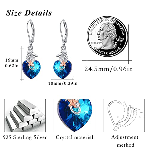 925 Sterling Silver Heart Seahorse Earrings,I Love You to The Moon and Back Necklace Jewelry Gift for Women Girls - Image 4