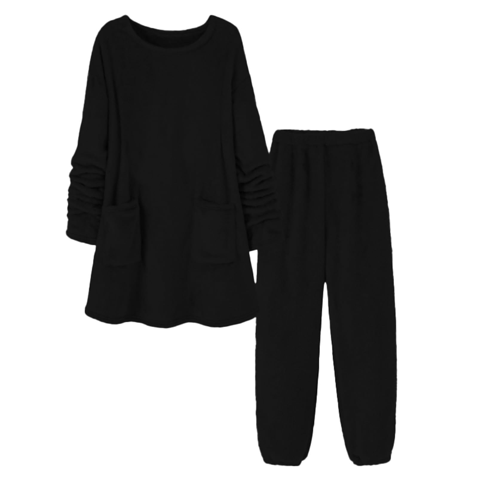 Set da casa da donna, 2 pezzi, maglia a maniche lunghe e pantaloni per uomo