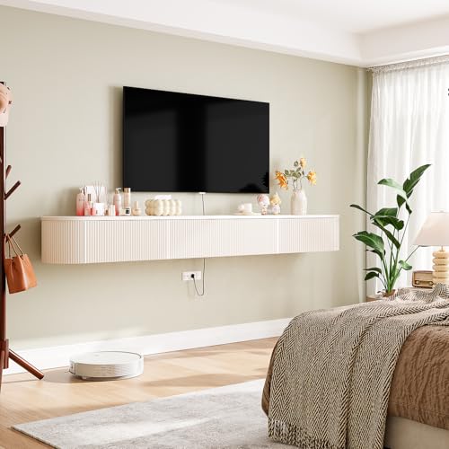 FloatiCasa Floating TV Stand with Drawers 94'',Wall Mount TV Stand,Floating