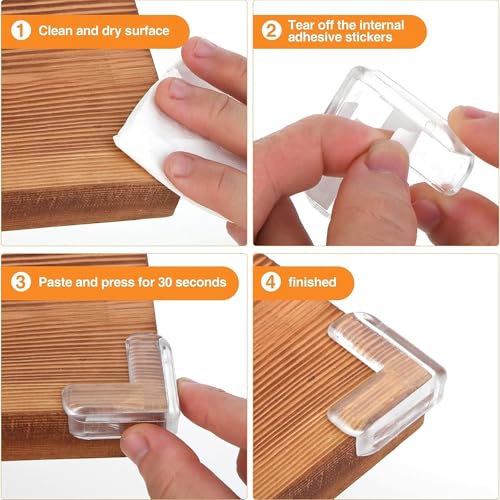 Image of 20 Silicone Corner Guards for Baby - Transparent Table & Furniture Corner Protectors for Sharp Edges, Baby Proofing Child Safety
