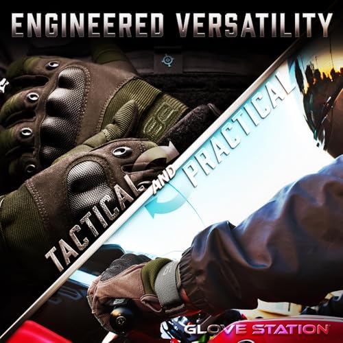 Glove Station Tactical Gloves for Men – Touchscreen Utility Gear with Hard Knuckle Protection Used in Motorcycle, Airsoft, Combat, Police, Shooting & Outdoor Work Green - Hard Knuckle X-Large