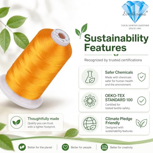 Image of Simthread 5000M 40WT Polyester Embroidery Thread, Orange 208 | 5000M 40WT polyester thread feeds smoothly for machine embroidery, monograms, logos, patches and quilting.