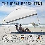 CROWN SHADES 10x10 Pop Up Canopy - Beach Tent with One Push Setup - Easy Outdoor Sun Shade for Events, Parties, Camping - Gazebo with STO-N-Go Cover Bag, Silver Coated Top, White - Image 4