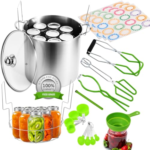 Comparison: Best Pot For Canning 4 Canning Pot Water Bath Canner 20quart Stock Pot, Stainless Steel Canning Supplies Starter Kit Canner Tools Beginners Canning Kits Accessories with Rack, Tongs, Jar Lifter, Full Canning Set