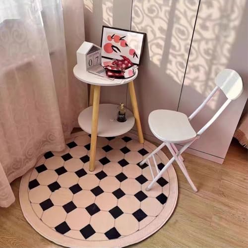 Tapis rond lavable avec envers antidérapant pour table basse