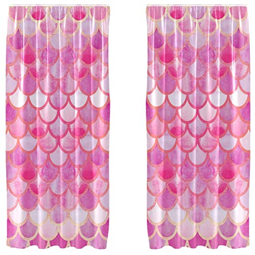 Cortinas de sirena rosa para sala con dos paneles infantiles de 55x84 pulgadas 2